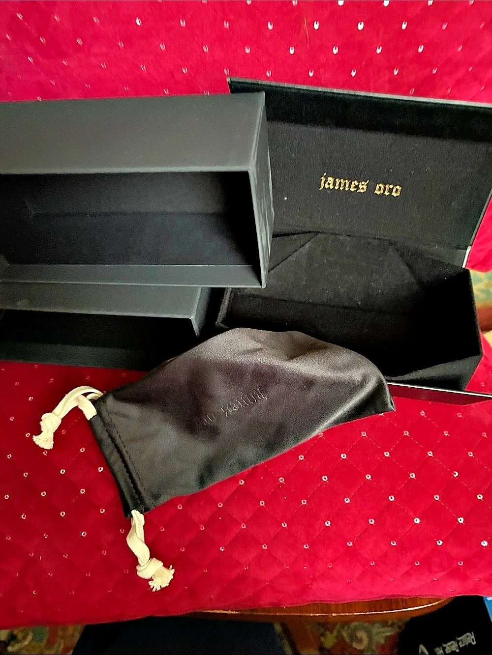James Oro Eyewear Storage Box and Packaging Set Black